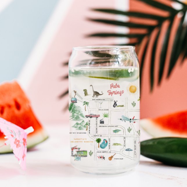 Illustrierte Palm Springs Map | Bachelorette Dosenglas (Von Creator hochgeladen)