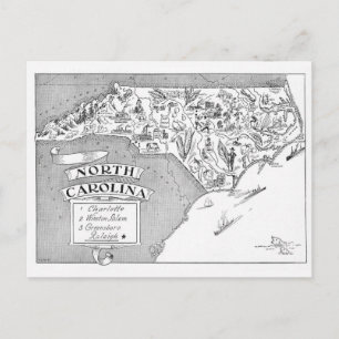 Illustrierte Postkarte aus North Carolina
