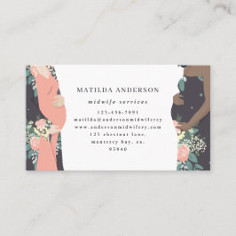 Illustrierte prgenant Mamma bunt + Blumenhebamme Visitenkarte