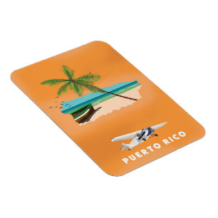 Illustrierte Puerto Rico-Karte Reiseplakat. Magnet