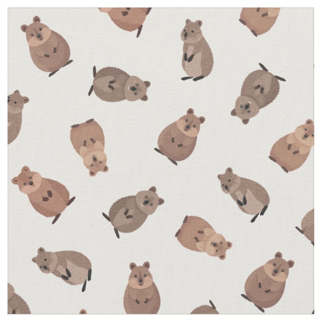 Illustrierte Quokkas auf Weiß Stoff (Nahaufnahme)