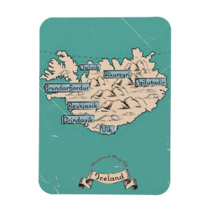 Illustrierte Reisekarte Island Magnet