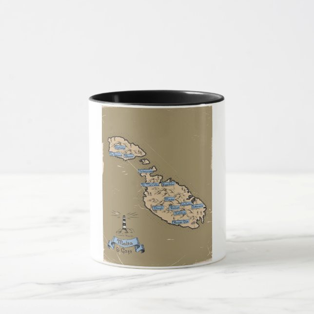 Illustrierte Reisekarte Malta Tasse (Zentrum)