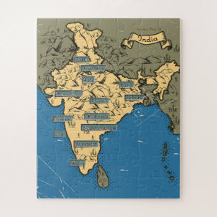 Illustrierte Reisekarte von Indien Puzzle