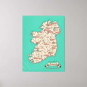 Illustrierte Reisekarte von Irland Leinwanddruck