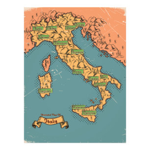 Illustrierte Reisekarte von Italien Fotodruck