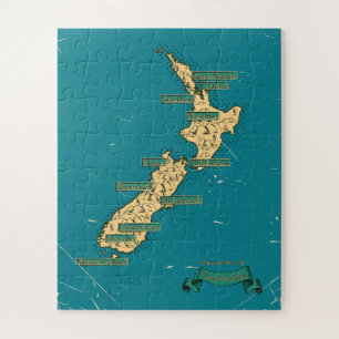 Illustrierte Reisekarte von Neuseeland Puzzle