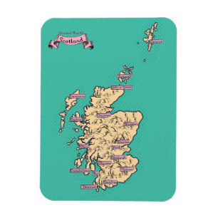 Illustrierte Reisekarte von Schottland (Aquamarine Magnet
