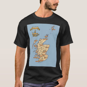 Illustrierte Reisekarte von Schottland T-Shirt