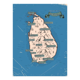 Illustrierte Reisekarte von Sri Lanka Fotodruck