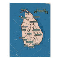 Illustrierte Reisekarte von Sri Lanka