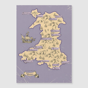 Illustrierte Reisekarte von Wales Magnetkarte