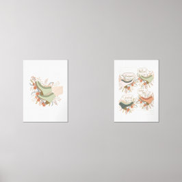 Illustrierte Roller-Skate-Blume Set drucken