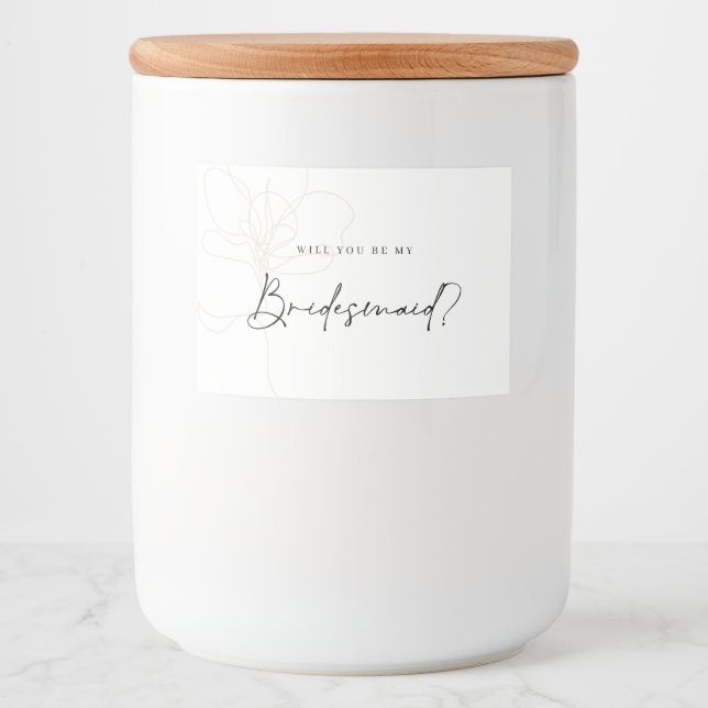 Illustrierte Rose Bridesmaid Candle Label Lebensmitteletikett (Vorderseite)