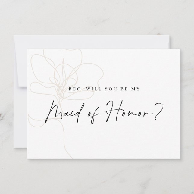 Illustrierte Rose Bridesmaid-Vorschlagskarte Dankeskarte (Vorderseite)