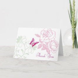 Illustrierte Rose & Butterfly Garden Wedding Dankeskarte