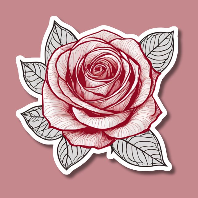 Illustrierte Rose wasserdicht Aufkleber (Von Creator hochgeladen)