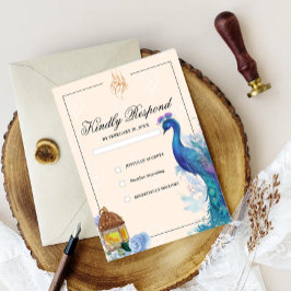 Illustrierte RSVP-Karten von Peacock Arabian RSVP Karte