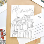 Illustrierte San Francisco Black and White Postcar Postkarte<br><div class="desc">Die schwarz-weiße Illustrierte Postkarte San Francisco ist der künstlerischste "Wish you were here!" mit den klassischen bemalten Ladys-Häusern. Handgezeichnet von Annie Montgomery.</div>