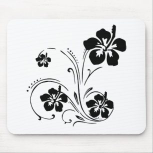 Illustrierte Schwarzweiss-Blume Mousepad