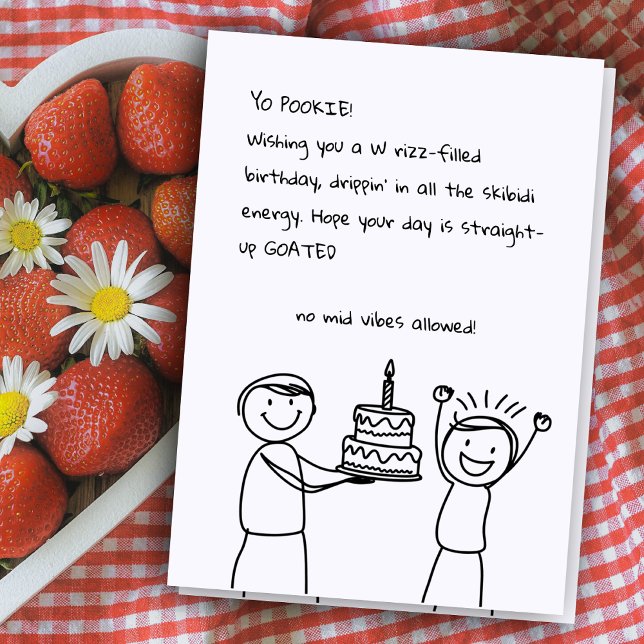 Illustrierte Sketch GenZ Rizz Funny Birthday Slang Karte (Von Creator hochgeladen)