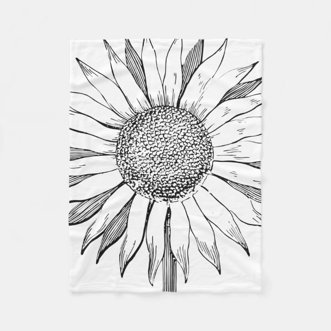 Illustrierte Sonnenblume Fleecedecke (Vorderseite)