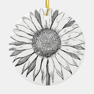 Illustrierte Sonnenblume Keramik Ornament