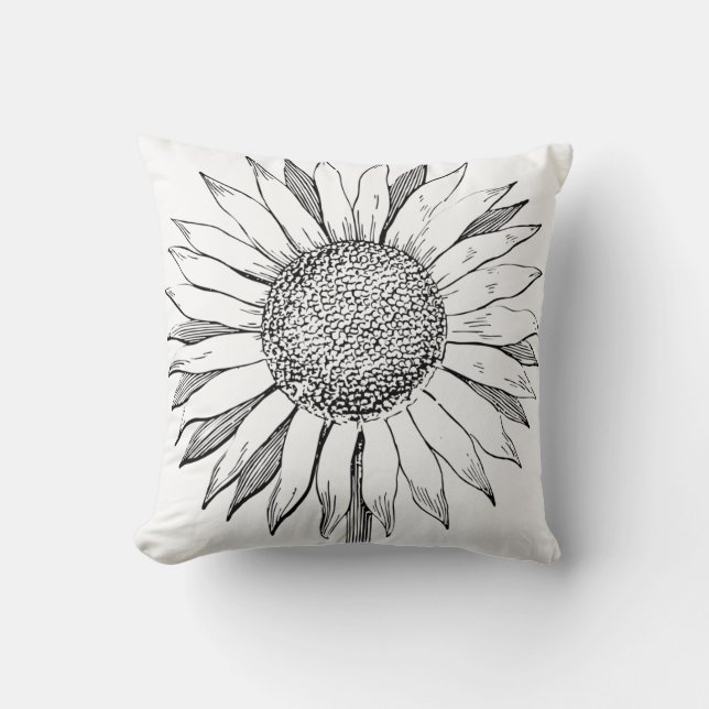 Illustrierte Sonnenblume Kissen (Vorderseite)