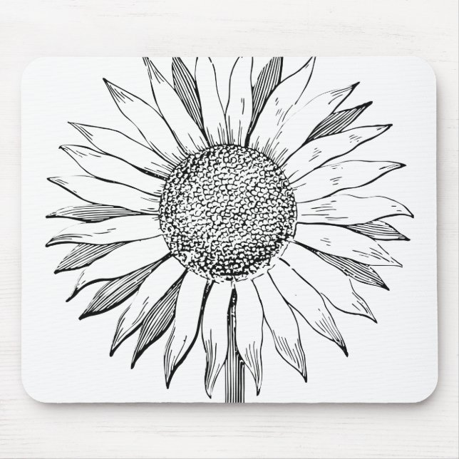 Illustrierte Sonnenblume Mousepad (Vorne)
