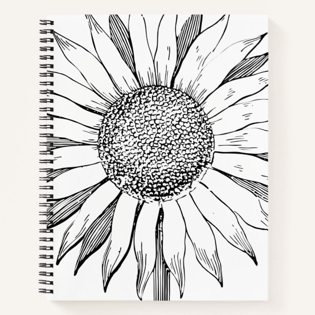 Illustrierte Sonnenblume Notizbuch (Vorderseite)