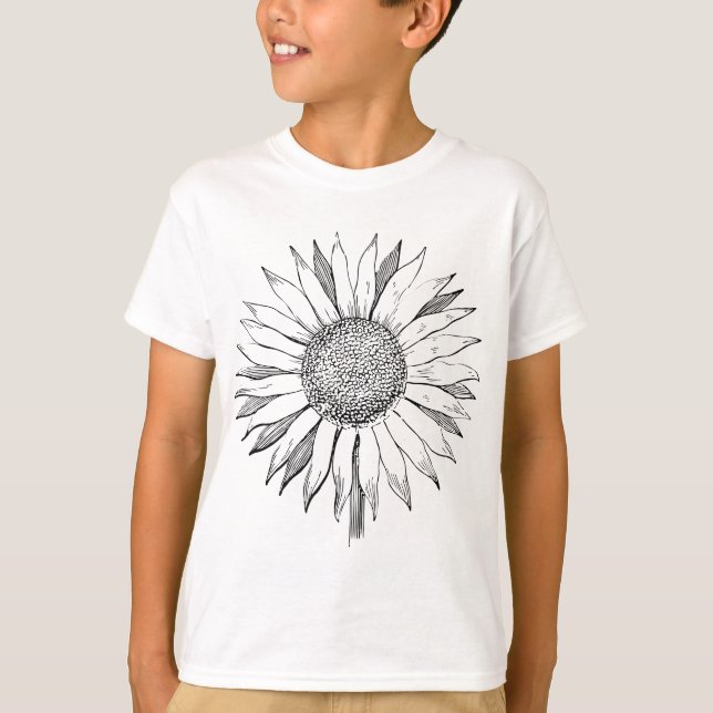 Illustrierte Sonnenblume T-Shirt (Vorderseite)