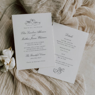 Illustrierte Swans Whimsical All in One Wedding Einladung