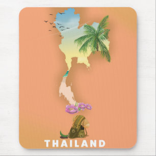 Illustrierte Thailand-Karte Mousepad