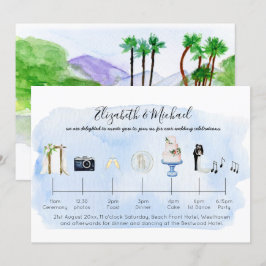 Illustrierte Timeline-Symbole für Hochzeiten am St Einladung