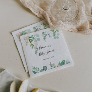 Illustrierte tropische Blütendusche Serviette