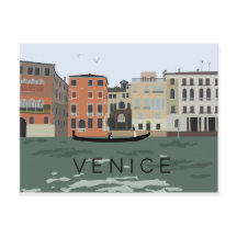 Illustrierte Venice Gondola Postkarte