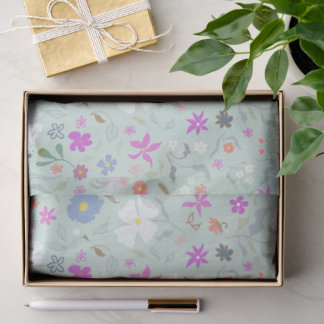 Illustrierte verrückte Blumen in helles Mintgrün  Seidenpapier