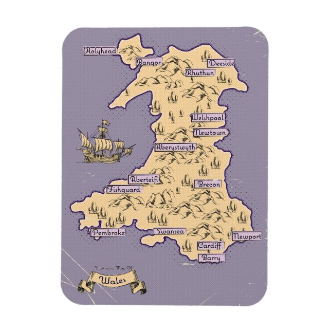 Illustrierte Wanderkarte von Wales Magnet (Vertikal)