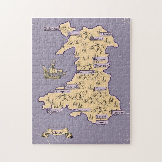 Illustrierte Wanderkarte von Wales Puzzle (Vertikal)