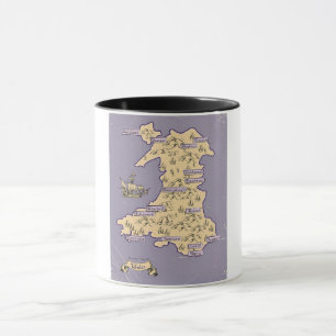 Illustrierte Wanderkarte von Wales Tasse