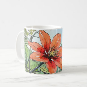 Illustrierte Wasserfarbe Botanische Orangenblüte Kaffeetasse