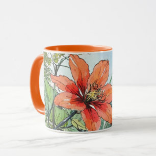 Illustrierte Wasserfarbe Botanische Orangenblüte Tasse