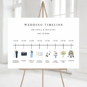 Illustrierte Wasserfarbe-Hochzeitstags-Terminplan- Poster