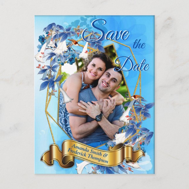 Illustrierte Wasserfarbe Moon-Blume Save the Date Ankündigungspostkarte (Vorderseite)