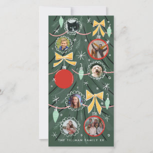 Illustrierte Weihnachtsbaum-Foto-Ornamente Feierta