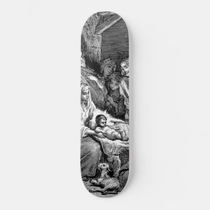 Illustrierte Weihnachtskrippe Skateboard