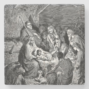 Illustrierte Weihnachtskrippe Steinuntersetzer