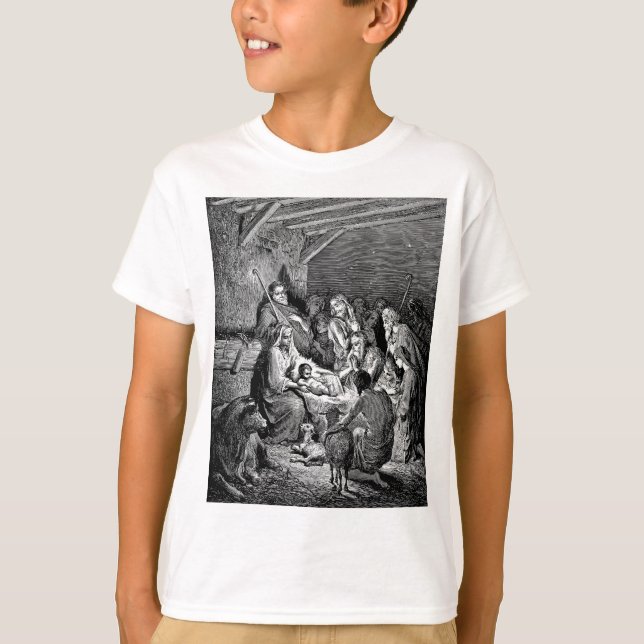 Illustrierte Weihnachtskrippe T-Shirt (Vorderseite)