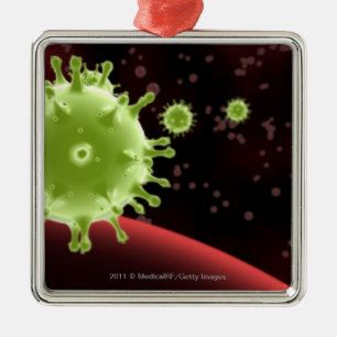 Illustrierte Wiedergabe des SARS coronavirus Silbernes Ornament