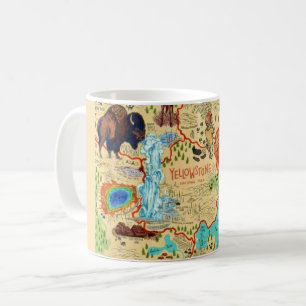 Illustrierte Yellowstone-Karten-Tasse Kaffeetasse